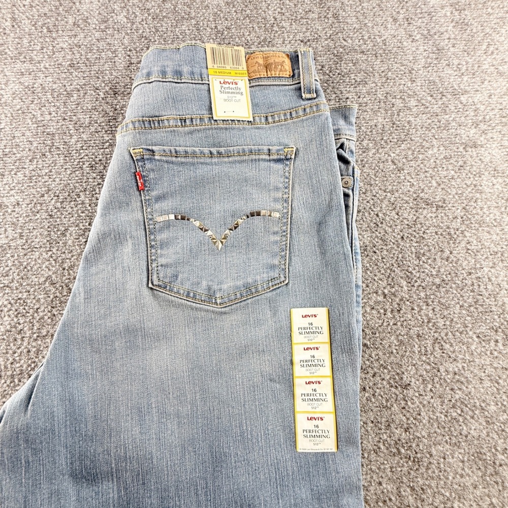 Levis 512 Perfectly Slimming Bootcut Jeans Womens 16 Medium Light Wash Studded